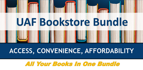 Sign that says Ͷע Bookstore Bundle. Access, Convenience, Affordability. All your books in one bundle